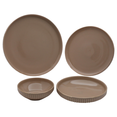 طقم سفرة بورسلان السيف غاليري، 24 قطعة، دائري، مضلع - بني product image 1