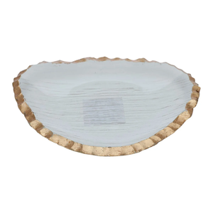 Al Saif Gallery glass sweet dish, 18x14.5x3 cm, triangle, with gold rim - clear product image