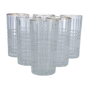 Max Glass water cups set, 6 pieces, 300 ml, with golden font - transparent product image