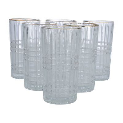 Max Glass water cups set, 6 pieces, 300 ml, with golden font - transparent product image 1