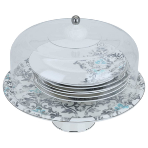 Al Saif Gallery porcelain cake serving stand set, 8 pieces - white product image