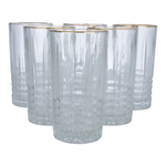 A set of Al Saif Gallery glass water cups, with a golden font - transparent product image 1