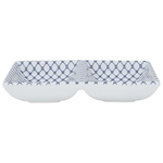 Al Saif Gallery divided porcelain serving plate, 17 x 8.5 x 3 cm, two squares, blue-white pattern product image 1