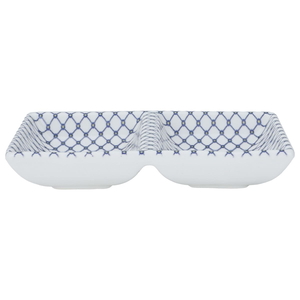 Al Saif Gallery divided porcelain serving plate, 17 x 8.5 x 3 cm, two squares, blue-white pattern product image