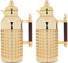 Sarah Steel Al Saif Gallery thermos set, 1+1 liter, dark wooden handle, 2 pieces - gold product image 1