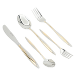 Al Saif Gallery steel spoon set, gold engraved, 30 pieces - silver product image 3