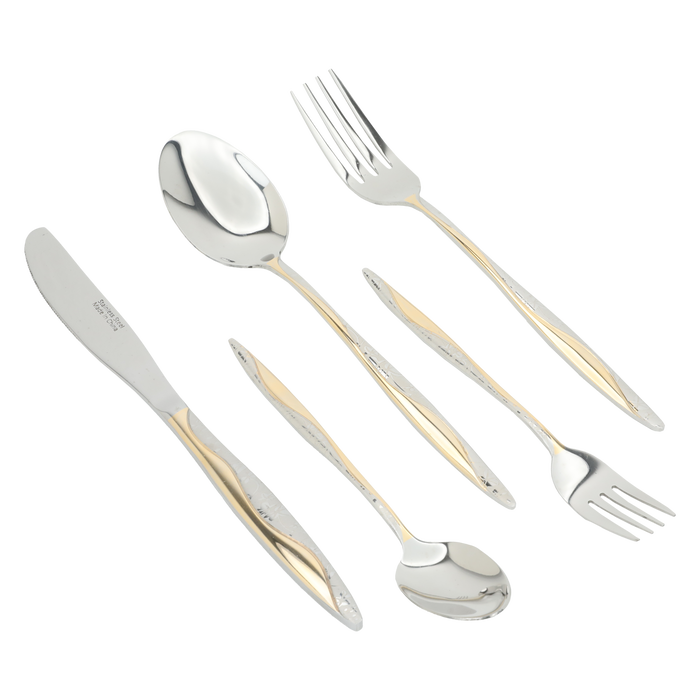 Al Saif Gallery steel spoon set, gold engraved, 30 pieces - silver product image 3