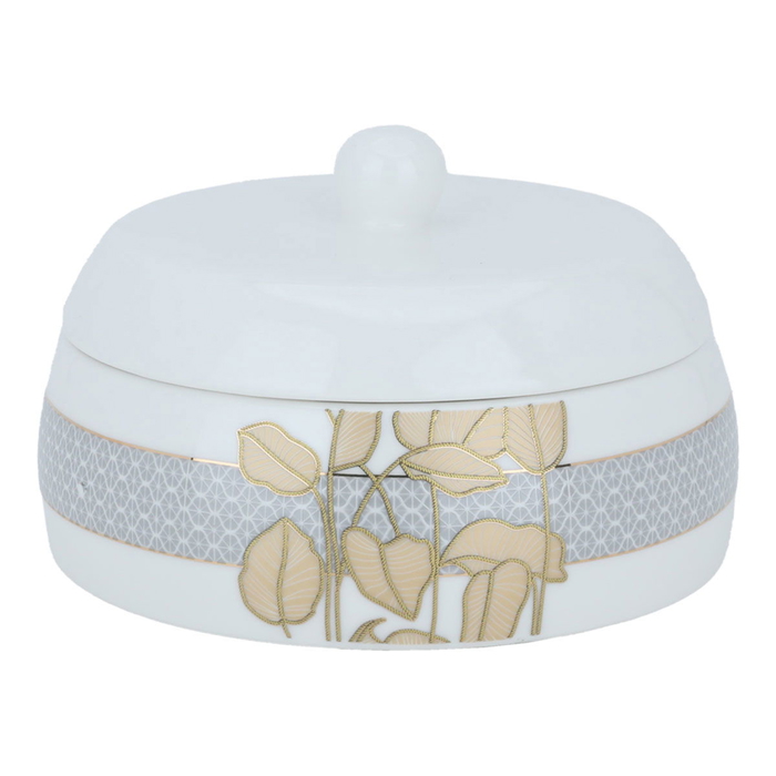 Al Saif Gallery porcelain date, 14x14x10 cm, with lid, patterned gold - white product image 1